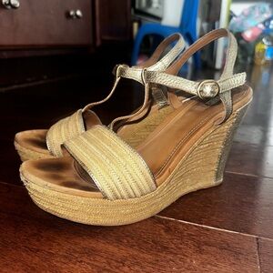Ugg Elegant Gold Wedge Sandals